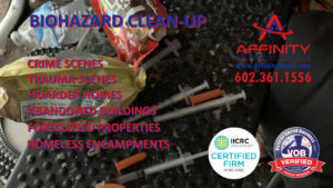 Phoenix Arizona Sun City AZ abandoned building homeless encampment biohazard Hoarder Home cleanup