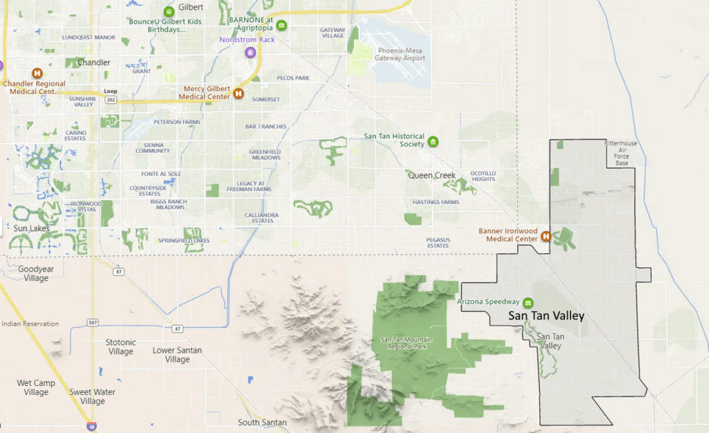 San Tan Valley Pima County Arizona Map