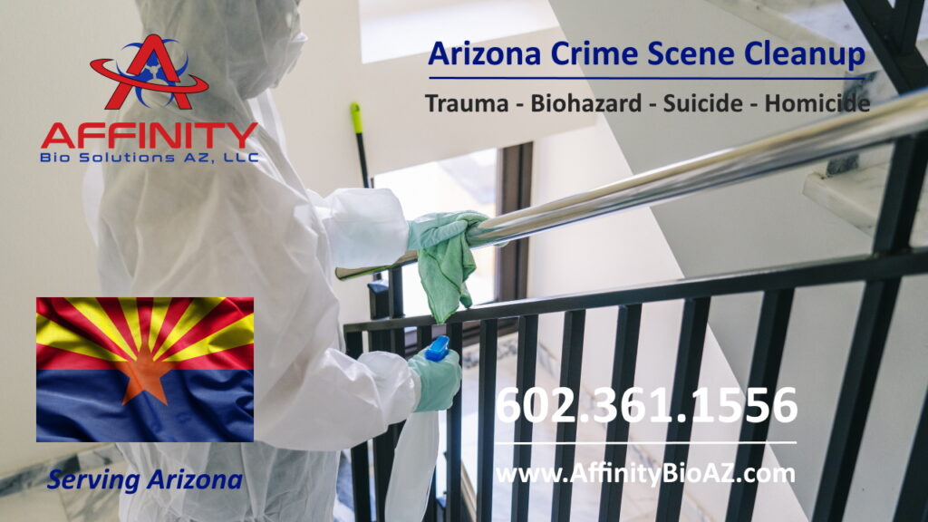 Crime scene trauma scene biohazard cleaning at an abandoned building in New River, Arizona